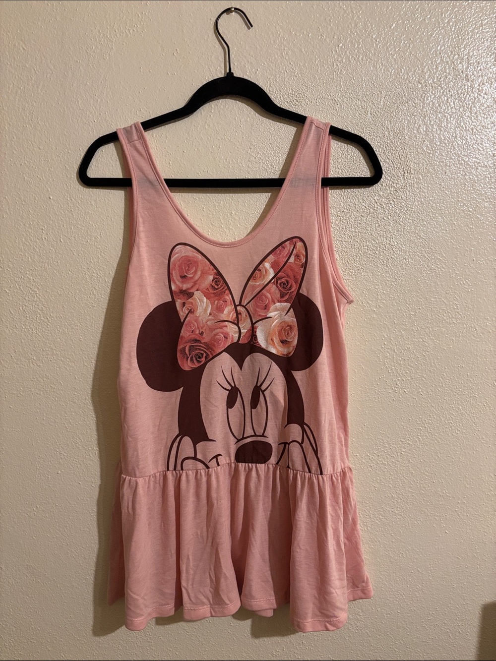 Women!: Pink Minnie Mouse Floral Bow Tank Top